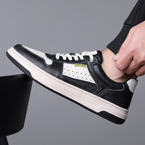 Wokrey Men's Genuine <b>Leather</b> Casual <b>Sneakers</b> Round Toe Breathable Rubber Outsole Summer Lace-up Fashion Shoes - Product Image 4