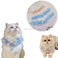 Collier pour chat style féerique avec pompon, réglable, décoratif, avec clochette et nœud papillon