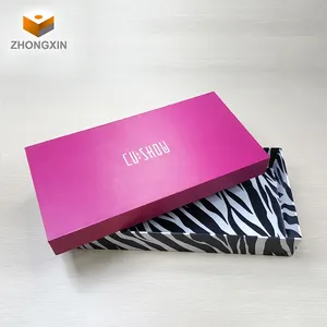 Atacado personalizado retângulo livro roupas de papel de luxo caixa de embalagem de presente do laço