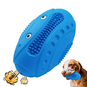 Pet supplies dog toys music rugby ball pet toys bite resistant grinding teeth chewing teeth cleaning like rubber toy ball