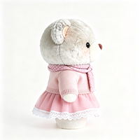 Ours en peluche gris bouclé style mignon avec jupe à bordure dentelle, tenue personnalisable, jouet en peluche super doux avec logo sur mesure