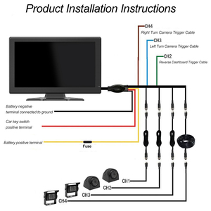 Système de caméra pour camion 10,1 pouces avec détection d'angle mort IA BSD, enregistrement DVR 4 canaux et moniteur tactile pour camping-car, bus, semi-remorque - Product Image 6