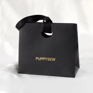 PUPPYSEW Custom logo Jewelry Paper Bag Handmade Shopping Bag Handmade Jewelry Gift Packaging Paper Bag - Product Image 5