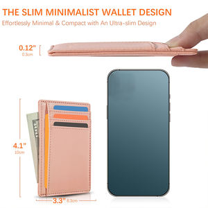 Cartera Delgada JIANJI para Bolsillo Frontal, Minimalista, de PU con Bloqueo RFID, Forro de Nailon, Cierre Abierto, Tarjetero Unisex - Product Image 2