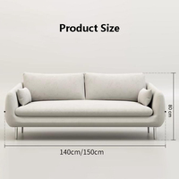 Sofá de 2 plazas de tamaño pequeño de estilo minimalista moderno para sala de estar sofá de apartamento Seccional de terciopelo suave con patas de metal