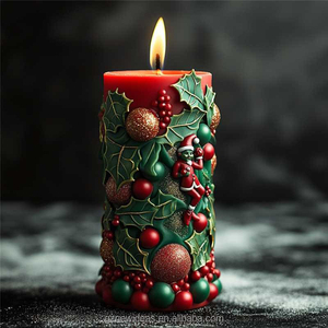 Nieuwe Ideeën Kerstkaarsvorm Voor Diy Elanden Kerstboomkaars Maken Wasvorm 3d Reliëf Cilindrische Epoxyhars Gietvormen - Product Image 2