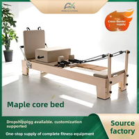 Reformer de Yoga y Pilates Fusion Maple con Carro para Programas Combinados de Flexibilidad y Fuerza, Equipos de Pilates y Yoga