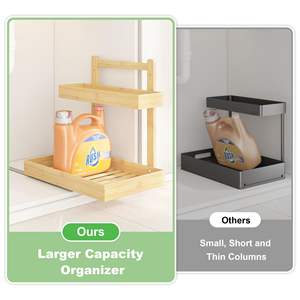 Armoire coulissante à 2 niveaux Organisateur vertical coulissant <span class=keywords><strong>sous</strong></span> l'évier <span class=keywords><strong>Étagère</strong></span>s de rangement pour salle de bain, cuisine et salle de bain à usages multiples - Product Image 5