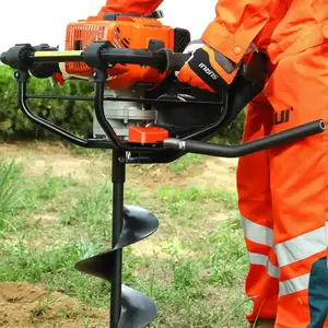 Tree Planting Earth Auger 52cc Heavy Duty Ground Drill Gasoline Earth Auger Metal Blade Drill Earth Auger