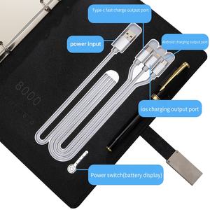 Novedad 8000mAh Power Bank Notebook Set Acero inoxidable Metal Carga inalámbrica PU Funda de cuero USB Flash Drive Regalos de papel - Product Image 5