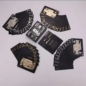 Cartes de jeu pour Poker, en PVC, couleur noir et or, tendance, lavable, résistant à l'eau, 1 pièce