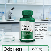 Complément d'ail sans gluten de qualité supérieure en gélules molles 3600 mg, 200 unités, pour la santé cardiaque, le soutien cardiovasculaire et antioxydant