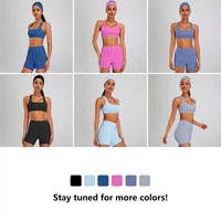 Ensemble de yoga 2 pièces respirant et uni pour femme, short de sport taille haute à compression