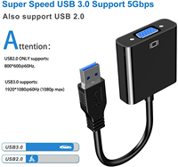 Adaptador de cable USB VGA, convertidor de controlador macho a hembra, Cable Adaptador convertidor USB 3,0 a VGA para Monitor