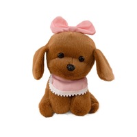 Peluche chien mignon, petit chiot avec nœud, poupée d'ours princesse créative, rembourrage en coton PP, matière peluche courte, unisexe