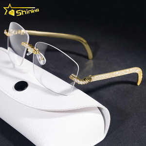 Fast Shipping Hip Hop <strong>Fashion</strong> <strong>Glasses</strong> Copper CZ Frame Fully Iced Out Legs Cheapest Price Decoration <strong>Glasses</strong> Wholesale Price - Product Image 3