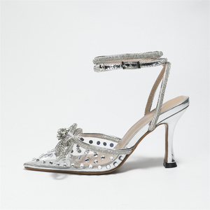 Chaussures de luxe pour femmes 2025 à bout pointu en PVC transparent avec strass, talons hauts sexy de créateur - Product Image 2