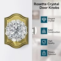 Poignées de porte en cristal et laiton antique Calzibeno, design d'intérieur vintage pour une utilisation en intimité, pour placard ou salle de sport