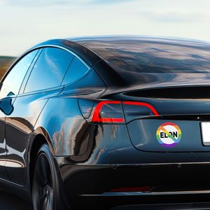 Autocollant en vinyle pour pare-chocs, autocollant arc-en-ciel No Elon pour fenêtre de voiture Tesla, imperméable, auto-adhésif, à usage unique - Product Image 4