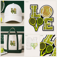 En gros, patchs de tennis en tissu personnalisés à paillettes thermocollants et écologiques, badges brodés pour clubs de pickleball, pour chapeaux, vêtements de sport et articles de mode