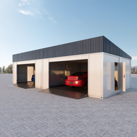 DXH Maison Conteneur Préfabriquée Moderne Personnalisée à Faible Coût avec Panneaux Sandwich pour 2 Voitures, Garage Double, Abri de Voiture, Carport