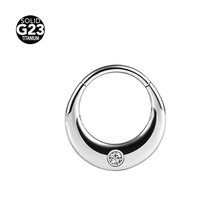 Gaby ASTM-F136 Titane Zircon Plaqué Or 18K Boucles d'oreilles clicker en forme de cœur, Anneau de nez, Bijoux de corps pour Femme et Enfant, Mariage