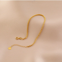 Fabricant de bijoux fins en or AU750 en gros, chaîne torsadée de 1 mm de haute qualité, bracelet en or 18 carats pour femme, cadeau