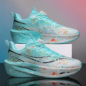 <span class=keywords><strong>Zapatillas</strong></span> Deportivas con Hebilla Giratoria para Hombre, <span class=keywords><strong>Zapatillas</strong></span> Deportivas con Diseño de Salpicaduras de Pintura Verde Azulado, Calzado Deportivo Ligero y Transpirable con Suela Gruesa para Mujer - Product Image 4