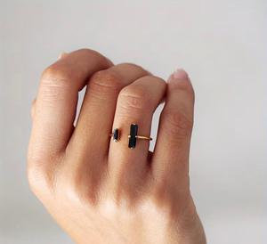 Natural <b>Black</b> Tourmaline Two-Stone 925 Sterling Silver 7x5 MM 2x4 MM Octagon Cut Gemstone <b>Ring</b> Romantic Wedding Handmade Fine - Product Image 5