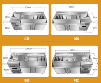 Peralatan Dapur Restoran Profesional Buatan Pabrik Cina, Desain Meja Kerja Stainless Steel, Bar Air Dingin