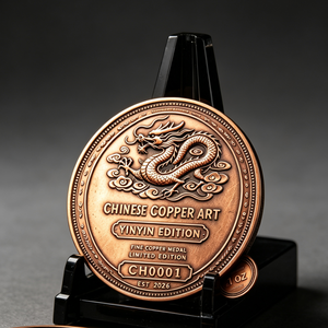 Barra de Cobre de 1 Onza .999 con Grabado de Dragón, Medalla Redonda de Cobre Fino, Pieza de Edición Limitada para Colección y Regalo - Product Image 1