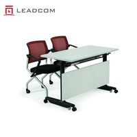Table de réunion pliable et empilable LEADCOM LS-4-2, mobile, modulaire, pour salle de classe, conférence, séminaire, avec roulettes