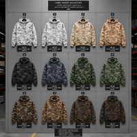 Sweat à capuche personnalisé avec logo, imprimé camouflage, 400 GSM, pour homme, streetwear, coupe oversize, en molleton, vente en gros