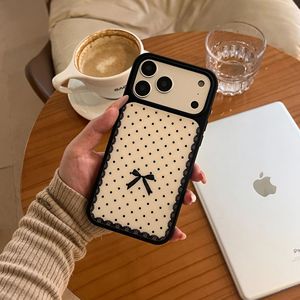 <span class=keywords><strong>Coque</strong></span> de téléphone pour fille à pois en dentelle <span class=keywords><strong>avec</strong></span> nœud, compatible <span class=keywords><strong>avec</strong></span> <span class=keywords><strong>iPhone</strong></span> 17 16 15 14 13 12 <span class=keywords><strong>11</strong></span> Pro Max, étui de protection en acrylique 2-en-1 - Product Image 4