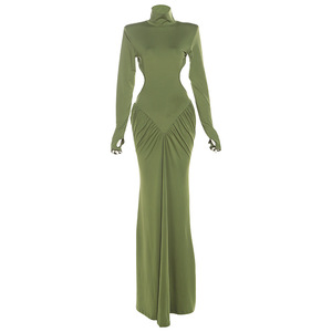 Nuevos Vestidos Largos Elegantes de Cuello Alto para Mujer, Ajustados, Sensuales, sin Espalda, de Color Sólido, a la Moda - Product Image 3