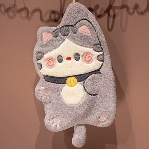 Serviette à main en forme de chat porte-bonheur, 23x20 Cm, en molleton de corail, à séchage rapide, à suspendre, pour salle de bain, cuisine, usage domestique - Product Image 4