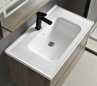 Meuble-lavabo mural moderne avec vasque en céramique, égouttoir en acier inoxydable et miroir inclus – Meubles de salle de bain