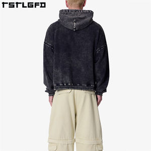 Oem Hoodie Custom Contract Stitch 500 Gsm Drop Shoulder Sudadera con capucha de algodón orgánico para hombres Heavyweight Acid Wash Hoodie - Product Image 4