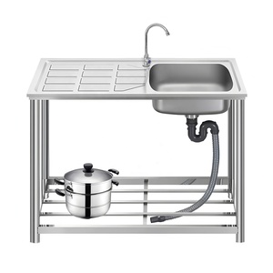 Lavello Portatile Smontabile in Acciaio Inox a Vasca Singola Autoportante Non Poroso per Giardino Cucina <span class=keywords><strong>Bagno</strong></span> per Uso Esterno/Interno - Product Image 5
