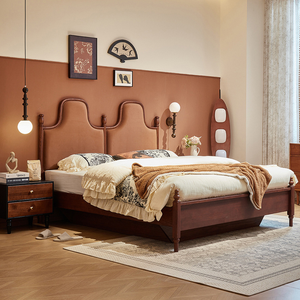 Rắn Gỗ Nữ Hoàng Giường Đặt Sang Trọng Cổ Đồ Nội Thất Phòng Ngủ Mạnh Mẽ Đôi Đầy Đủ Vua Kích Thước Giường Thủ Công Bằng Gỗ Sang Trọng Giường Nữ Hoàng - Product Image 1