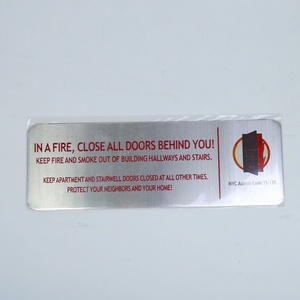<span class=keywords><strong>Plaque</strong></span> de sécurité en aluminium personnalisée, panneau d'avertissement en métal brossé, étiquette <span class=keywords><strong>autocollante</strong></span>, panneau incendie, <span class=keywords><strong>plaque</strong></span> signalétique pour immeuble d'appartements - Product Image 1