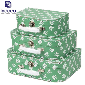 Wholesale New Born Baby Paper <b>Suitcase</b> <b>Stitch</b> Finish Cardboard <b>Suitcase</b> Boxes 3 Sets for Children - Product Image 3