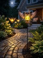 Lampe solaire LED en forme de hibou en verre IP65, petite, décorative pour jardin, à piquer, pour allée, pelouse, cour arrière