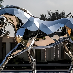 Sculpture d'animal en acier inoxydable pour l'extérieur, statue de cheval grandeur nature pour la décoration des centres commerciaux - Product Image 5