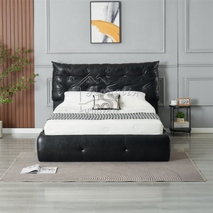 <span class=keywords><strong>Letto</strong></span> <span class=keywords><strong>matrimoniale</strong></span> moderno in pelle nera imbottito con <span class=keywords><strong>testiera</strong></span> trapuntata e struttura in legno, mobili <span class=keywords><strong>letto</strong></span> morbidi - Product Image 4