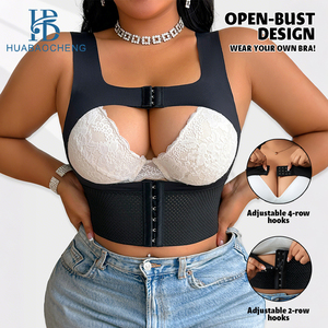 En gros Marque privée Gaine amincissante pour femme à buste ouvert, avec 2 rangées de crochets réglables, dos en maille respirante, pour le contrôle du ventre et la correction de la posture C - Product Image 1