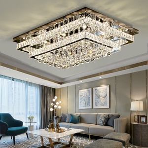 Plafonnier moderne en acier inoxydable et cristal avec LED, nouveau design carré, décoration intérieure pour hôtel, éclairage élégant - Product Image 5