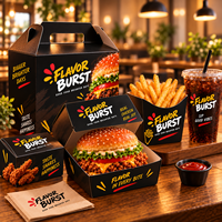 Boîtes à frites pour entreprises, emballage personnalisé pour la restauration rapide, contenants en papier pour poulet et hamburgers à emporter, boîtes alimentaires de qualité