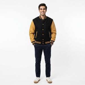 Letterman Varsity <b>Jacket</b> for <b>Men</b> Custom Made Logo Plus Size Wool Body <b>Leather</b> Sleeves CollegeBaseballjacket for <b>men</b> - Product Image 1