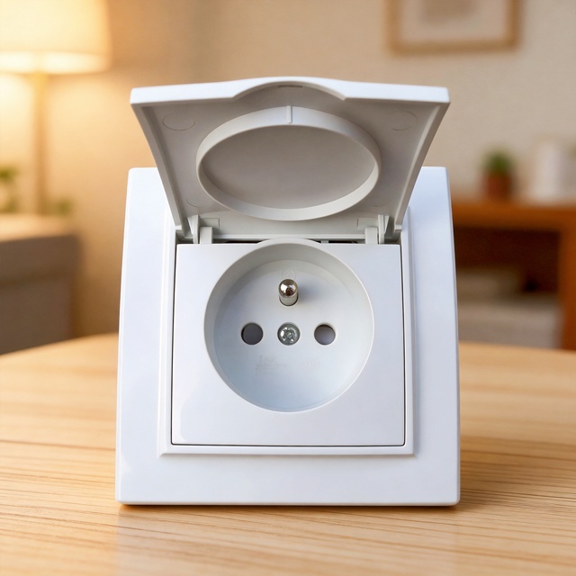 16A 250V French Standard Type E Flush Mount Socket, IP44 Waterproof Wall Outlet with Child Safety Shutter for Bathroom